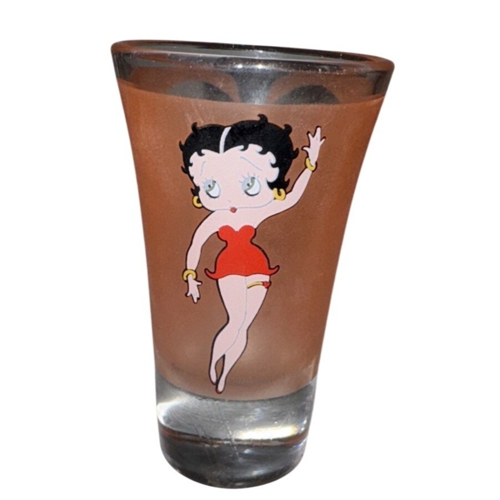 Betty Boop Frosted Heart Shot Glass Vintage‎ Style Red Dress Collectible Barware